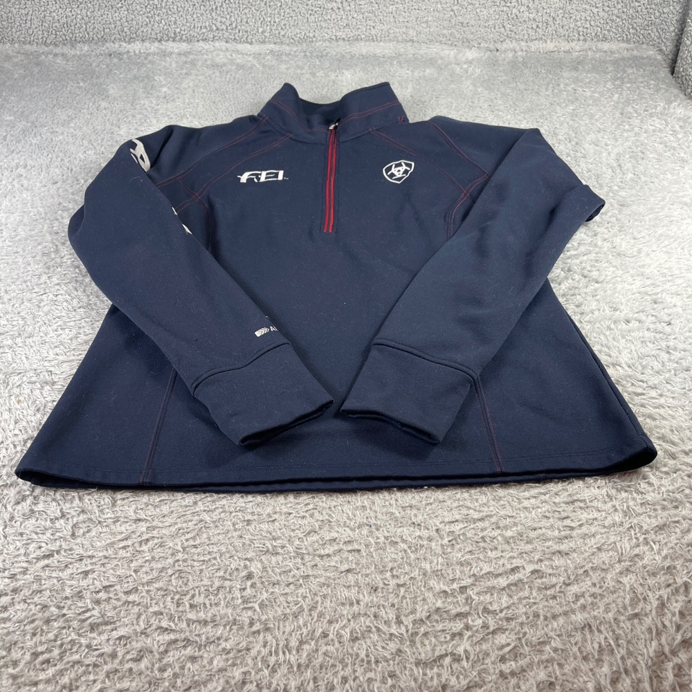 Ariat FEI Collection Navy Blue Quarter Zip Fleece Pullover Thumbholes Womens XL